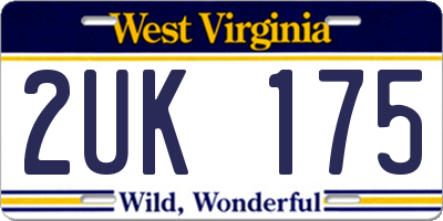 WV license plate 2UK175