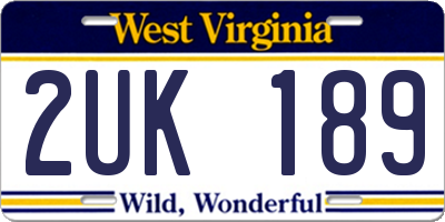 WV license plate 2UK189