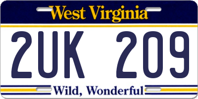WV license plate 2UK209