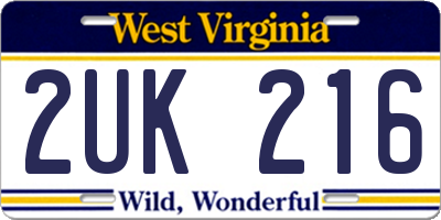 WV license plate 2UK216