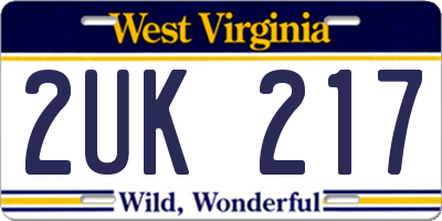 WV license plate 2UK217
