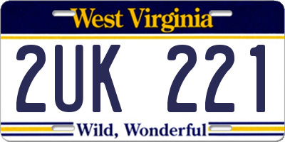 WV license plate 2UK221