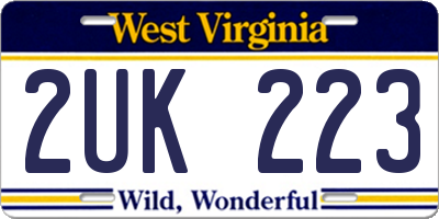 WV license plate 2UK223