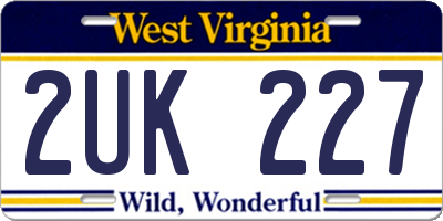 WV license plate 2UK227