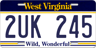 WV license plate 2UK245