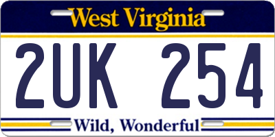 WV license plate 2UK254