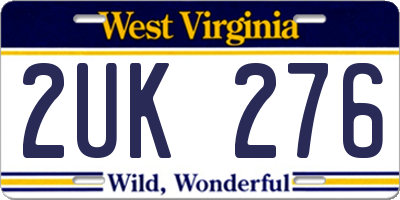 WV license plate 2UK276