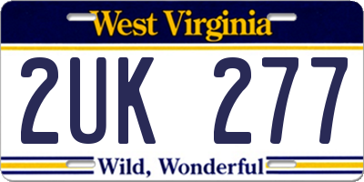 WV license plate 2UK277