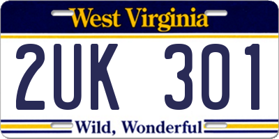 WV license plate 2UK301