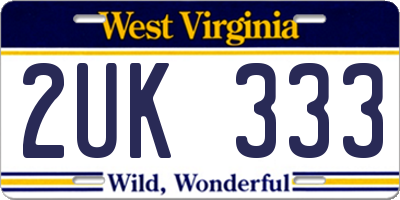 WV license plate 2UK333