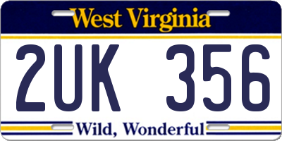 WV license plate 2UK356