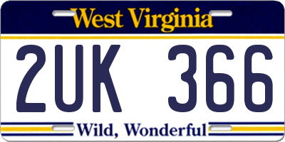 WV license plate 2UK366