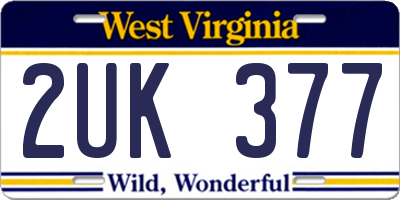 WV license plate 2UK377