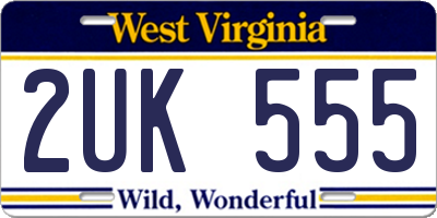 WV license plate 2UK555