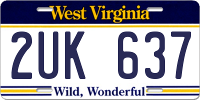 WV license plate 2UK637