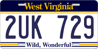 WV license plate 2UK729