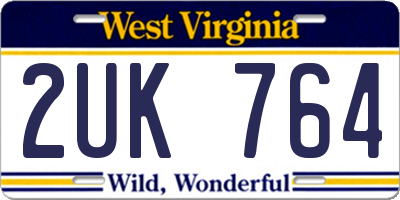WV license plate 2UK764