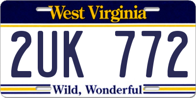 WV license plate 2UK772