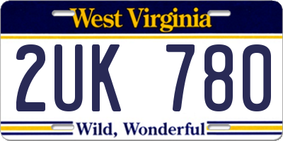 WV license plate 2UK780