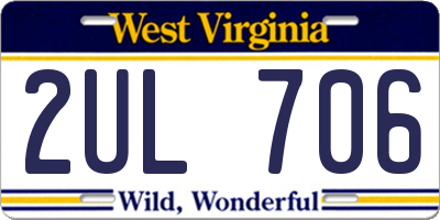 WV license plate 2UL706