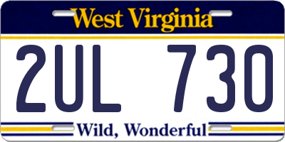 WV license plate 2UL730