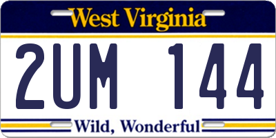 WV license plate 2UM144