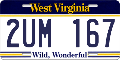 WV license plate 2UM167