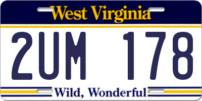 WV license plate 2UM178