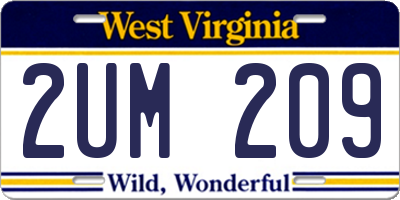 WV license plate 2UM209