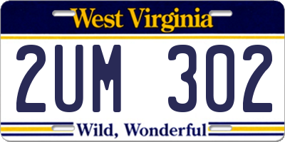 WV license plate 2UM302