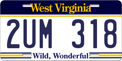 WV license plate 2UM318