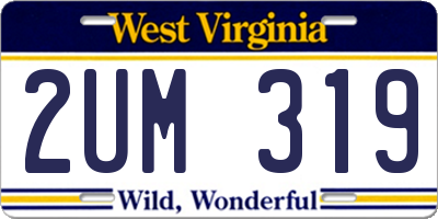WV license plate 2UM319
