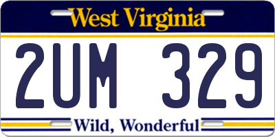 WV license plate 2UM329