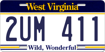 WV license plate 2UM411