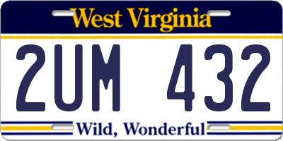 WV license plate 2UM432