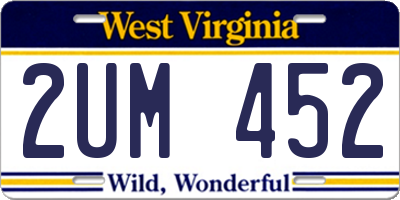 WV license plate 2UM452