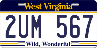 WV license plate 2UM567