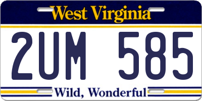 WV license plate 2UM585