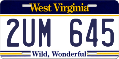 WV license plate 2UM645