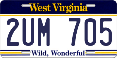 WV license plate 2UM705
