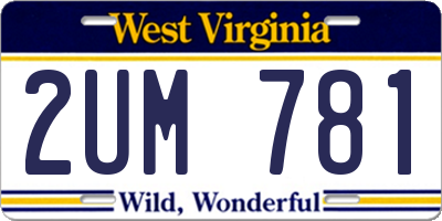 WV license plate 2UM781