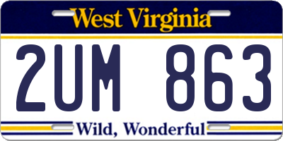 WV license plate 2UM863