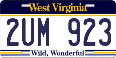 WV license plate 2UM923