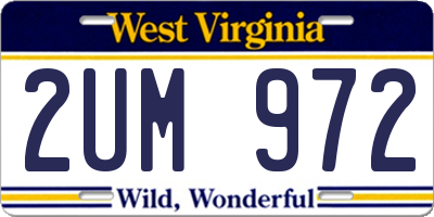 WV license plate 2UM972