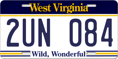 WV license plate 2UN084