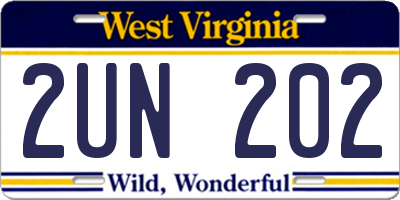 WV license plate 2UN202