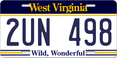 WV license plate 2UN498