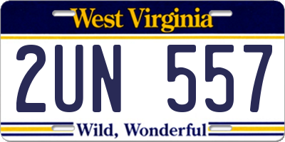 WV license plate 2UN557