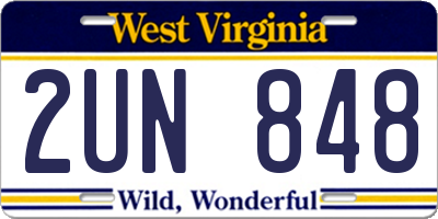 WV license plate 2UN848