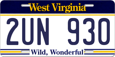 WV license plate 2UN930